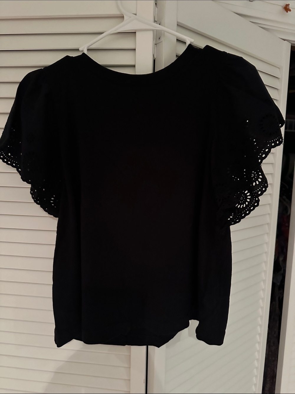 Old Navy Black Eyelet Flutter Sleeve Blouse